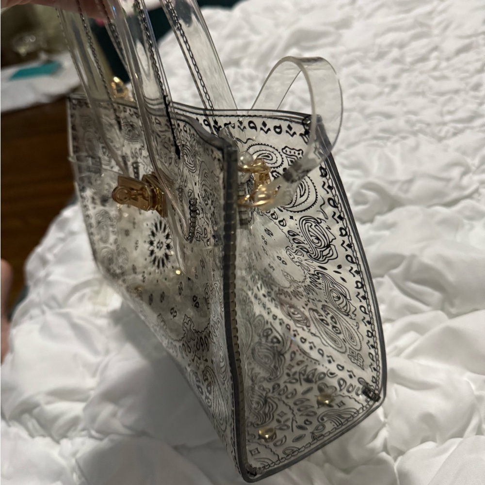 Clear Transparent Paisley Print Shoulder Bag NEW - Picture 9 of 12